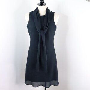 Vintage Alyn Paige Women's 7/8 Y2K Navy Blue Chiffon Sleeveless Dress w/ Sash